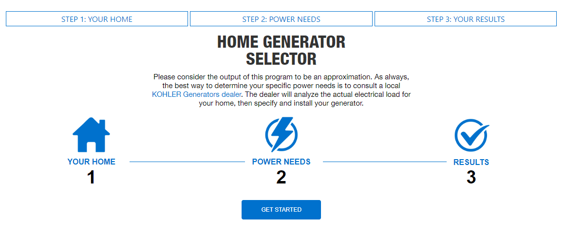 Massachusetts homeowner using the KOHLER sizing calculator on a tablet for tailored generator recommendations